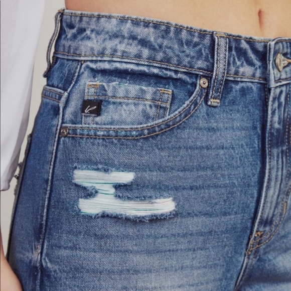 KanCan Jeans High Rise Boyfriend Distressed Cropped Medium Wash SZ 13/30 - Picture 14 of 16